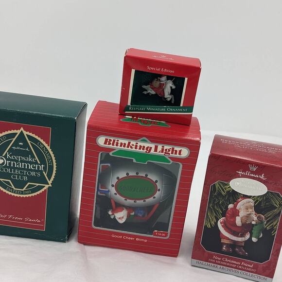 Hallmark Ornaments Vintage Santa Lot Visit From Santa Magic Ride Blimp W/Box - Picture 1 of 16